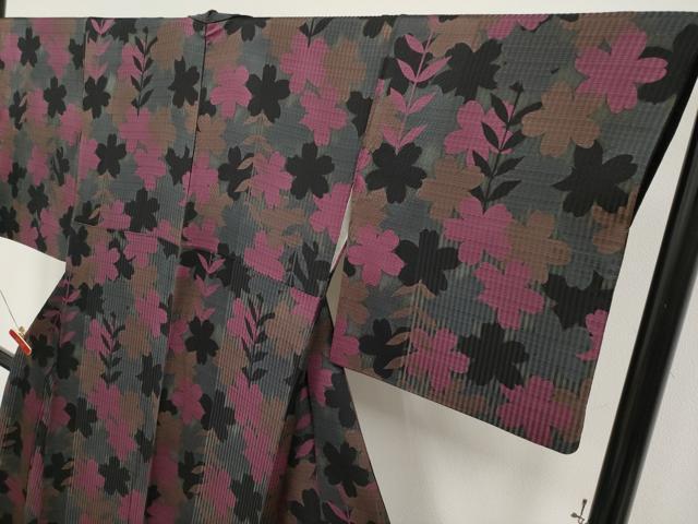 平和屋本店●極上 キモノデザイナー 斉藤上太郎 小紋 舞桜文 逸品 CYAA5006s6