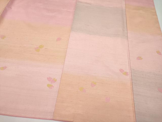 平和屋本店●希少 紅花紬 米沢 新田秀次 振袖 紅花染 花吹雪 反端付き 逸品 未使用 CYAA5008s6