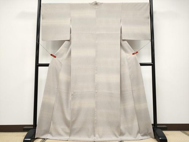 平和屋本店●極上 小紋 横段文 江戸鼠色地 高島屋扱い 逸品 CYAA5015s6