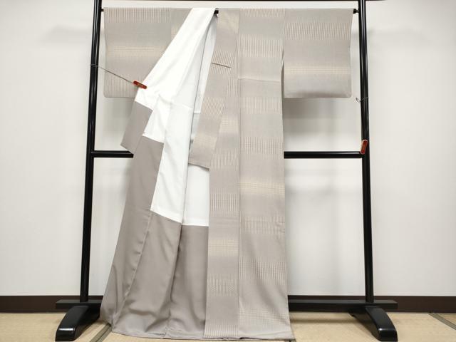平和屋本店●極上 小紋 横段文 江戸鼠色地 高島屋扱い 逸品 CYAA5015s6