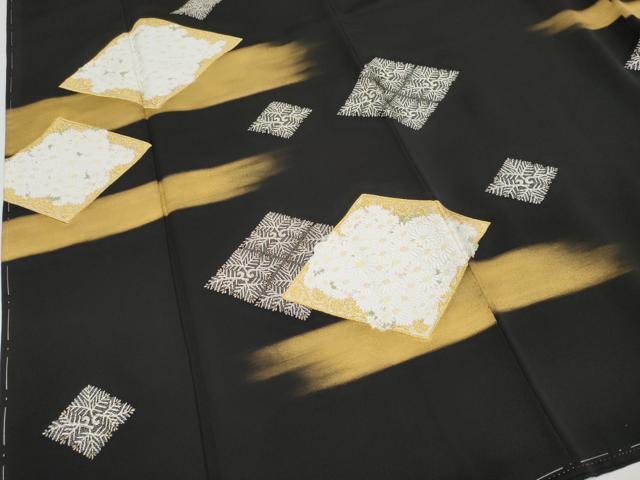 平和屋本店●極上 皇室・伊勢神宮御用 山口美術織物 山口弘躬 伊可田屋 田畑浩平 黒留袖 唐織 菱取水春菊文 反端付 逸品 未使用 CYAA5037s6
