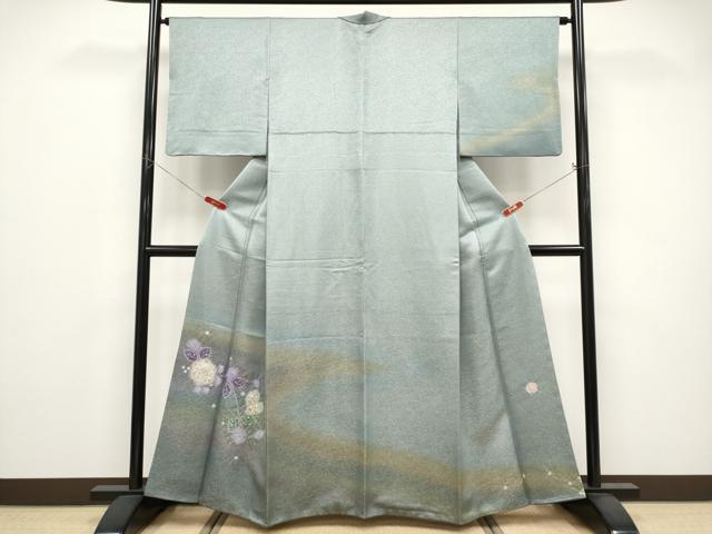 平和屋本店●最高級 久保田一竹 幻の辻が花 訪問着 絞り 暈し染め 金通し地 豆がら茶色地 逸品 CYAA5040s6