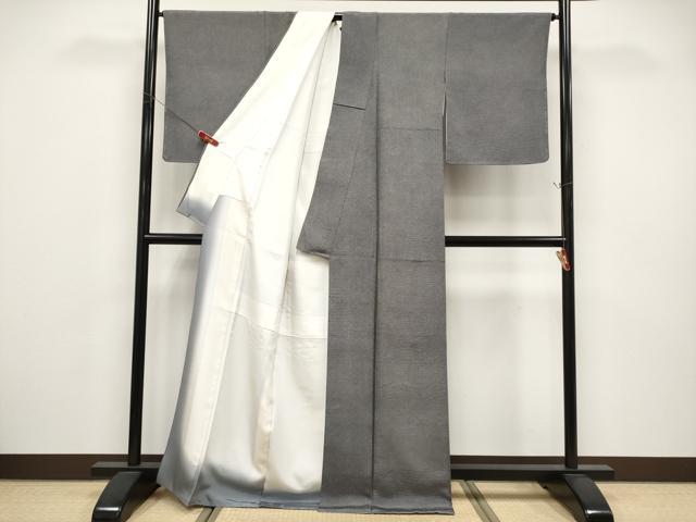 平和屋本店●希少 日本工芸会正会員 藍田正雄の父・藍田春吉 江戸小紋 行儀 黒地 逸品 未使用 CYAA5059s6