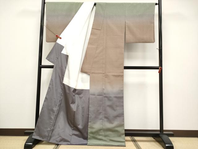 平和屋本店●極上 伝統工芸士 曽根武勇 訪問着 お召 菱文 逸品 CYAA5065s6