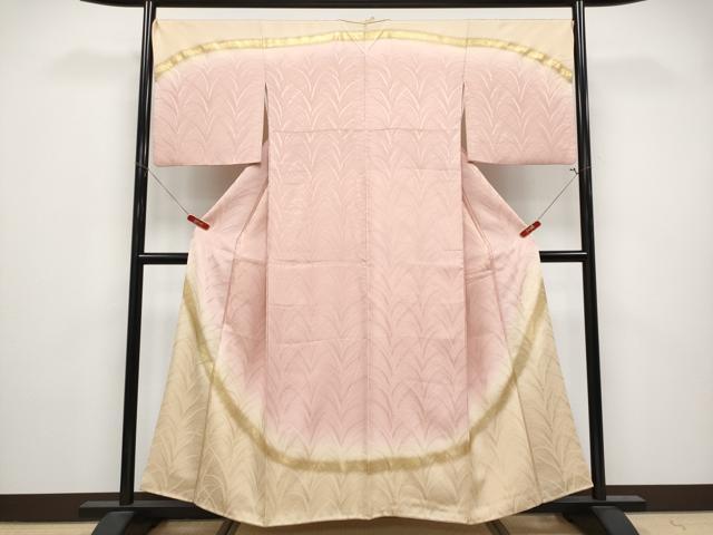 平和屋本店●極上 皇室献上作家 北出与三郎 訪問着 大王松 暈し染め 金彩 珊瑚色地 逸品 CYAA5076s6