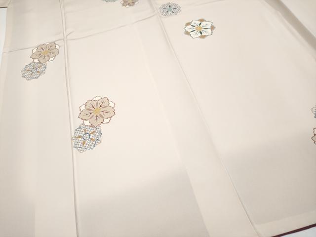平和屋本店●極上 小紋 舞花文 伊と幸 灰梅色 反端付き 逸品 CYAA5095s6