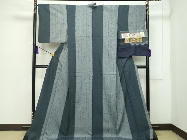 平和屋本店●極上 名門 藤娘きぬたや・総絞り 本場縞大島紬 大島絞り 間道 武島織物謹製 証紙付き 逸品 CZAA1123s5