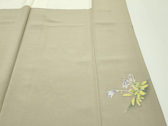平和屋本店●極上 本加賀友禅作家 由水煌人 訪問着 草花文 枯色地 逸品 未使用 CZAA1255s5