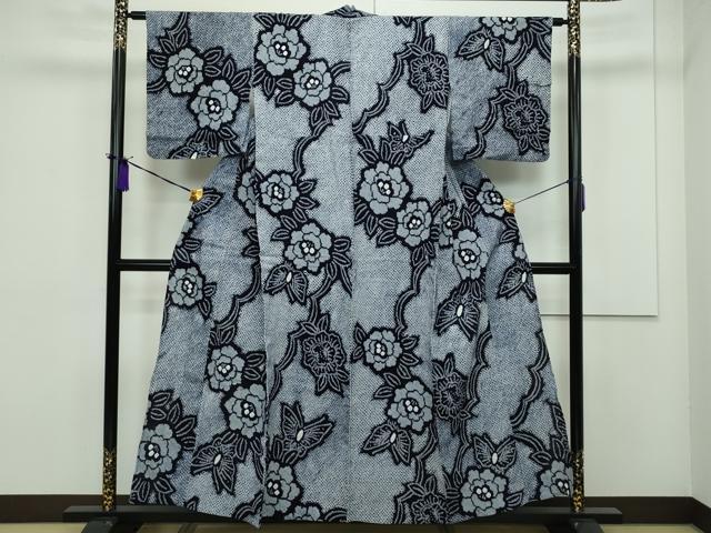 平和屋本店■極上 夏物 浴衣 有松鳴海絞り 花蝶文 綿 逸品 CZAA1267s5
