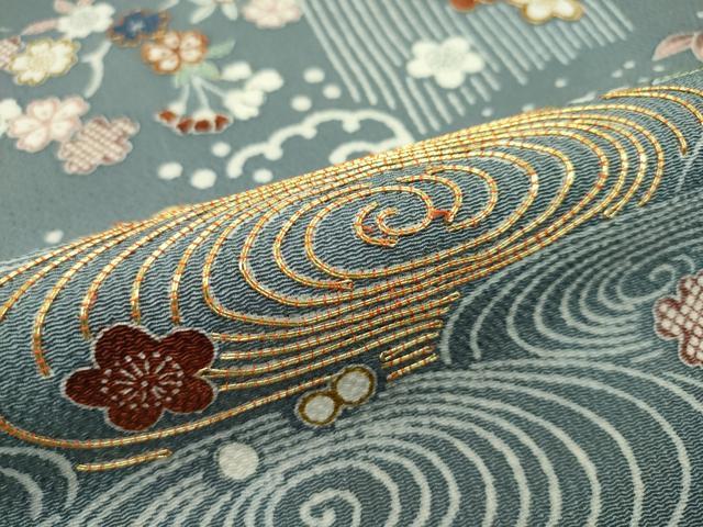 平和屋本店●極上 九寸名古屋帯 駒刺繍 松竹梅 鬼しぼ縮緬 逸品 CZAA1300s5