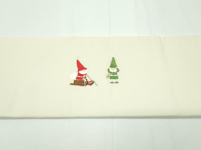 平和屋本店■極上 九寸名古屋帯 総刺繍 クリスマス ツリー サンタクロース 金糸 逸品 新品 CZAA1302s5