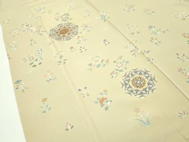 平和屋本店■極上 創業460年・千總 訪問着 駒刺繍 正倉院草花文 金彩 丁子色地 逸品 CZAA1315s5
