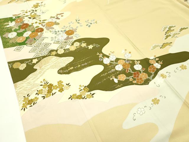 平和屋本店■極上 創業460年・千總 訪問着 駒刺繍 道長草花文 飴色地 逸品 CZAA1320s5