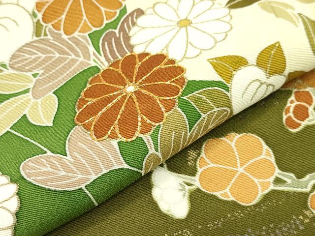 平和屋本店■極上 創業460年・千總 訪問着 駒刺繍 道長草花文 飴色地 逸品 CZAA1320s5