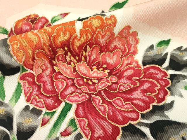 平和屋本店■超希少 染彩芸術の巨匠 皆川月華 ろうけつ染 九寸名古屋帯 刺繍 牡丹 金糸 逸品 CZAA1332s5