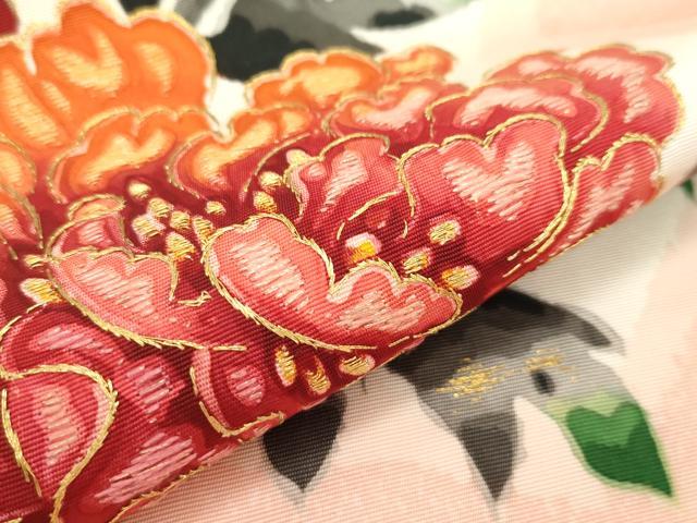平和屋本店■超希少 染彩芸術の巨匠 皆川月華 ろうけつ染 九寸名古屋帯 刺繍 牡丹 金糸 逸品 CZAA1332s5