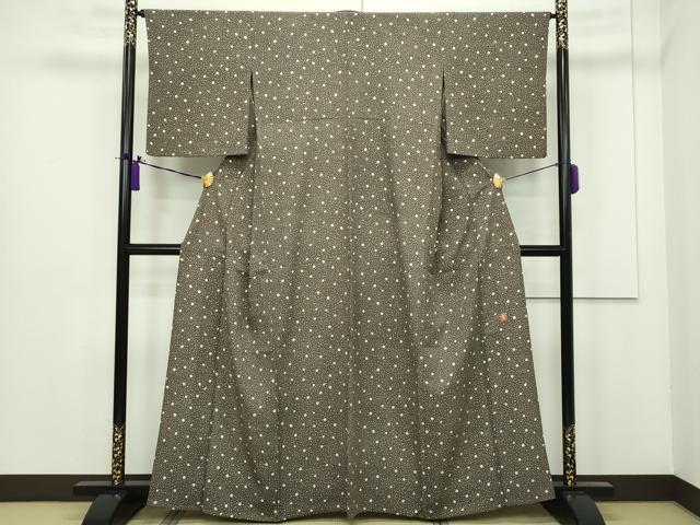 平和屋本店▽極上 ファッションデザイナー 花井幸子 小紋 単衣 大小あられ 涅色地 逸品 CZAA1375s5