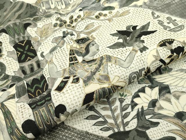 平和屋本店●極上 訪問着 総刺繍 スワトウ刺繍 壁画文様 金糸 逸品 CZAA1376s5