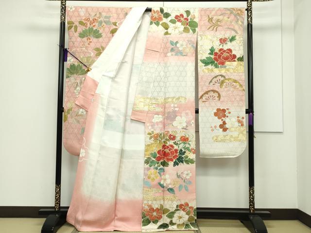 平和屋本店●極上 創業460年・千總 振袖 駒刺繍 草花文 暈し染め 金彩 高島屋扱い 逸品 CZAA1379s5