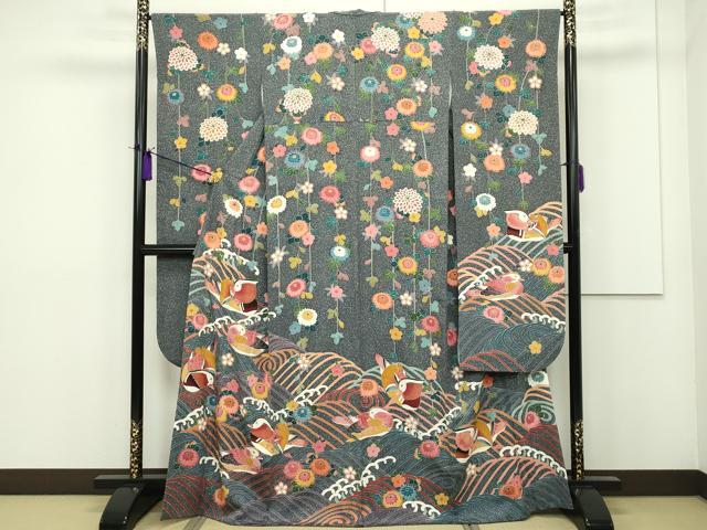 平和屋本店■極上 京加賀友禅 松本健一 振袖 鴛鴦 たたき染め 逸品 CZAA1448s5
