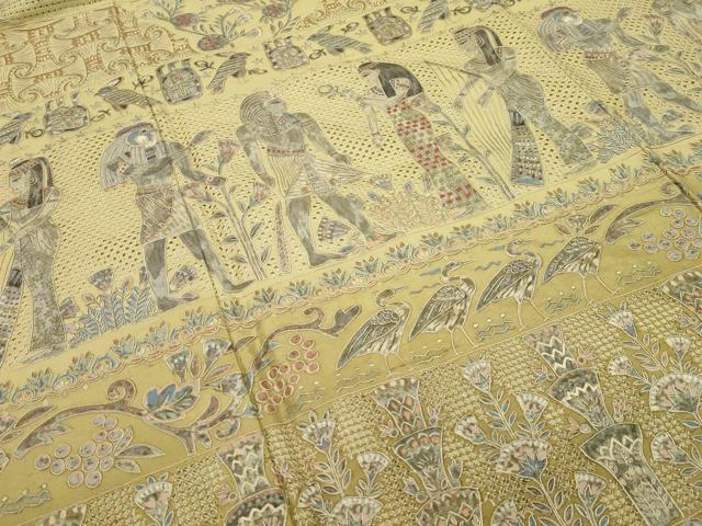 平和屋本店●極上 訪問着 総刺繍 スワトウ相良刺繍 エジプト壁画文様 逸品 CZAA1453s5