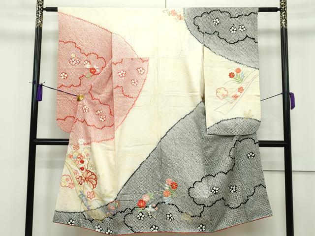 平和屋本店■極上 七五三 女の子 7歳 祝着 総絞り 総刺繍 熨斗草花文 金糸 逸品 CZAA1524s5