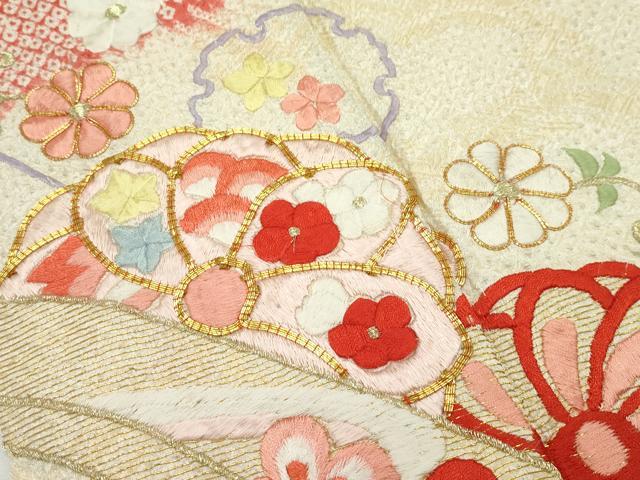 平和屋本店■極上 七五三 女の子 7歳 祝着 総絞り 総刺繍 熨斗草花文 金糸 逸品 CZAA1524s5