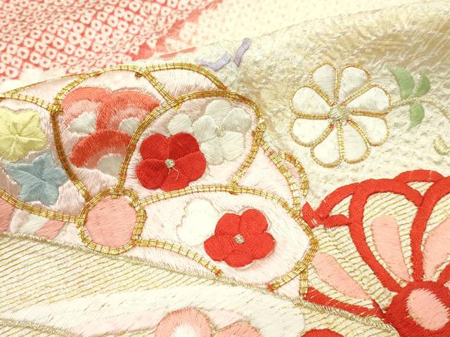 平和屋本店■極上 七五三 女の子 7歳 祝着 総絞り 総刺繍 熨斗草花文 金糸 逸品 CZAA1524s5