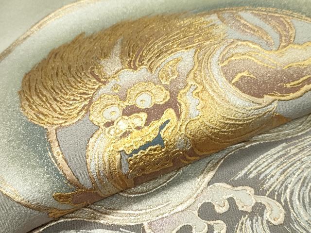 平和屋本店■極上 金彩友禅 卓越技能者・名工・和田光正 色留訪問着 風神雷神 金銀彩 白橡色地 逸品 CZAA1543s5