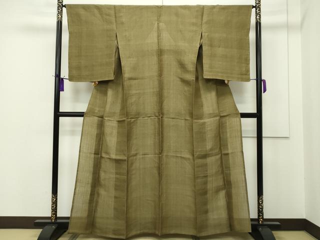 平和屋本店*最高級 夏物 重要無形文化財 越後上布 小河正義作 色無地 路考茶色 証紙付き 芋麻 逸品 CZAA1550s5