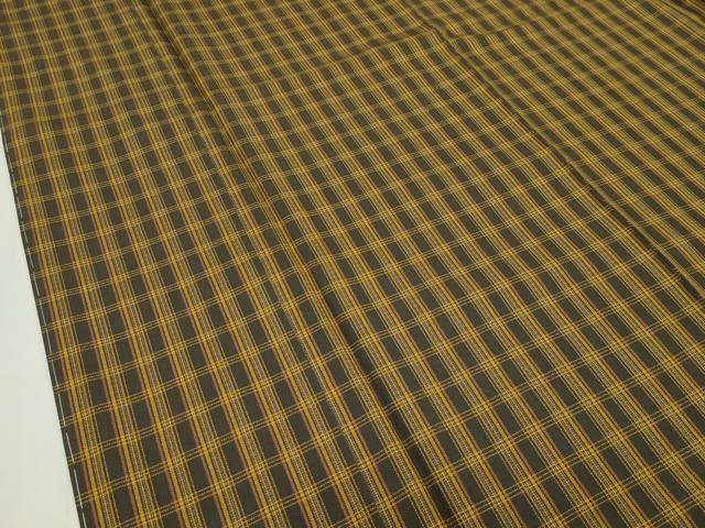 平和屋本店■極上 本場黄八丈 黒八丈 まるまなこ 紬 格子柄 逸品 未使用 CZAA1553s5