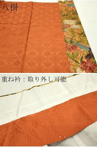 平和屋本店●最高級 希少 西陣 河合美術織物謹製 振袖・長襦袢セット 鴛鴦 本金箔 共箱付き 半衿刺繍 逸品 CZAA1560s5