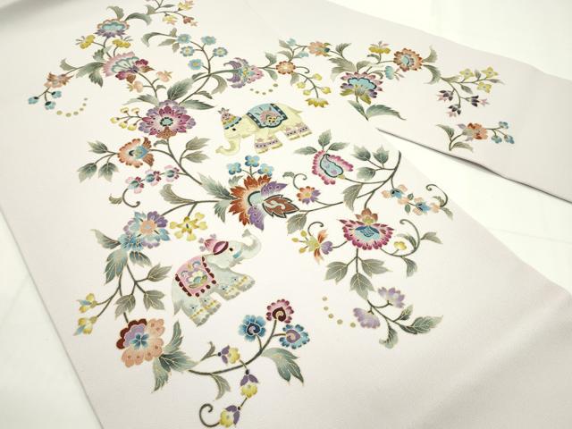 平和屋本店■極上 岡重謹製 OKAJIMA 九寸名古屋帯 象 更紗花文 金彩 逸品 未使用 CZAA1569s5