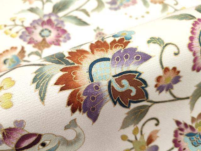 平和屋本店■極上 岡重謹製 OKAJIMA 九寸名古屋帯 象 更紗花文 金彩 逸品 未使用 CZAA1569s5