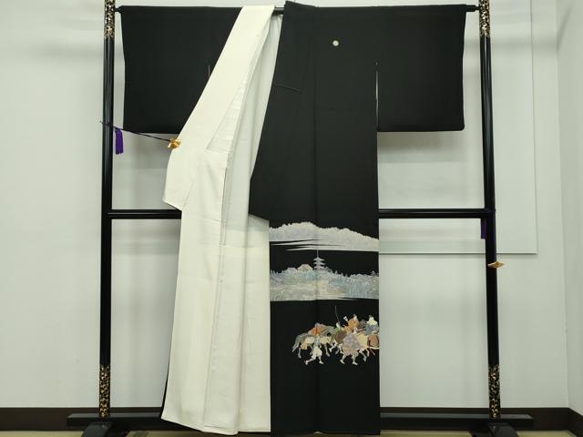 平和屋本店●極上 加賀友禅の巨匠 初代 由水十久 黒留袖 戦 逸品 CZAA4756s6