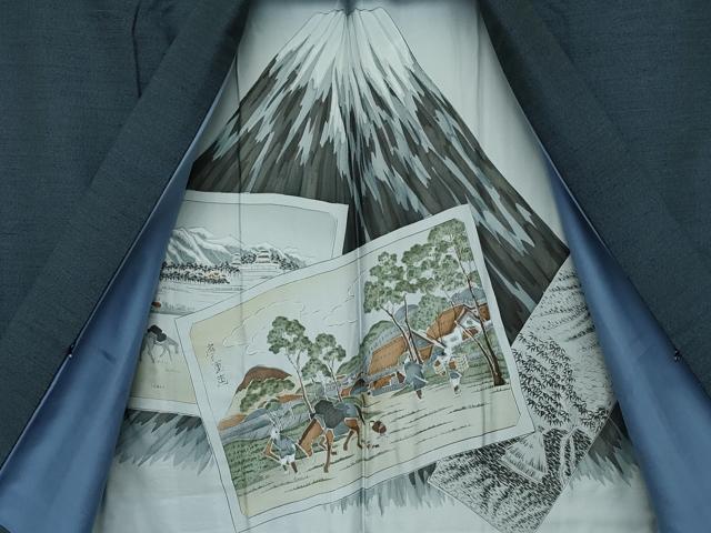 平和屋本店■極上 男性 結城紬 アンサンブル 杢 証紙付き 逸品 CZAA1612s5