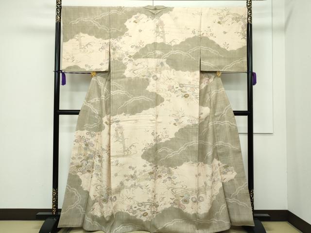 平和屋本店■極上 染織の名門 しょうざん 生紬 訪問着 吉祥草花文 金彩 逸品 CZAA3100s5