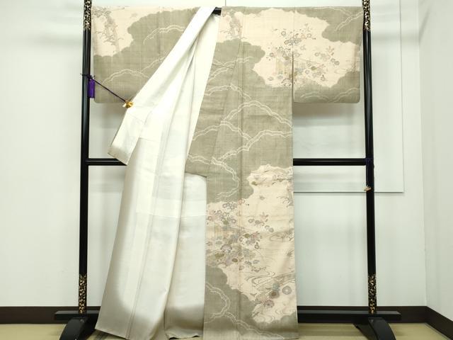平和屋本店■極上 染織の名門 しょうざん 生紬 訪問着 吉祥草花文 金彩 逸品 CZAA3100s5
