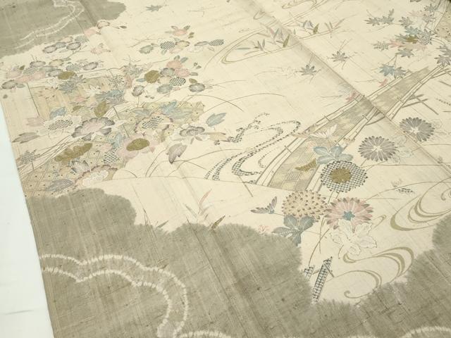 平和屋本店■極上 染織の名門 しょうざん 生紬 訪問着 吉祥草花文 金彩 逸品 CZAA3100s5