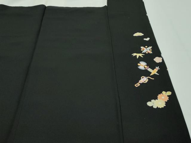 平和屋本店■極上 訪問着 駒刺繍 宝尽くし 黒地 金彩 逸品 CZAA1619s5