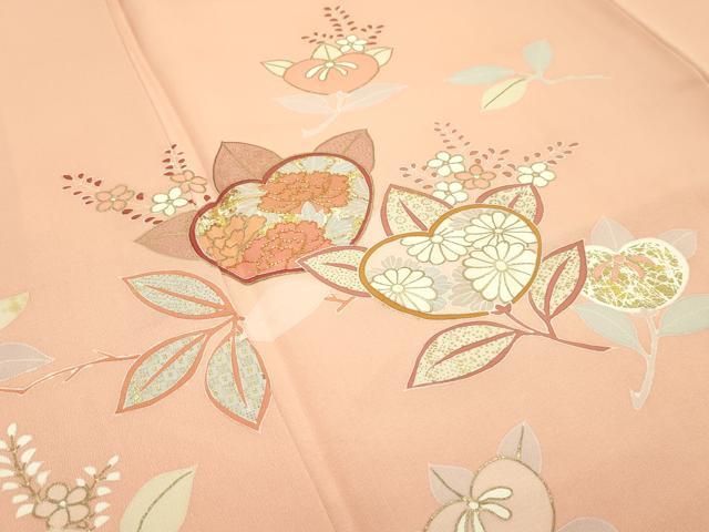 平和屋本店●極上 創業460年・千總 訪問着 駒刺繍 草花文 金彩 深支子色地 高島屋扱い 逸品 CZAA1622s5