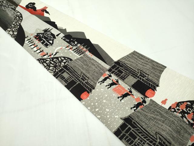 平和屋本店■極上 両面 半幅帯 WAKKA ワッカ うさぎ 遊禅庵 逸品 未使用 CZAA1650s5