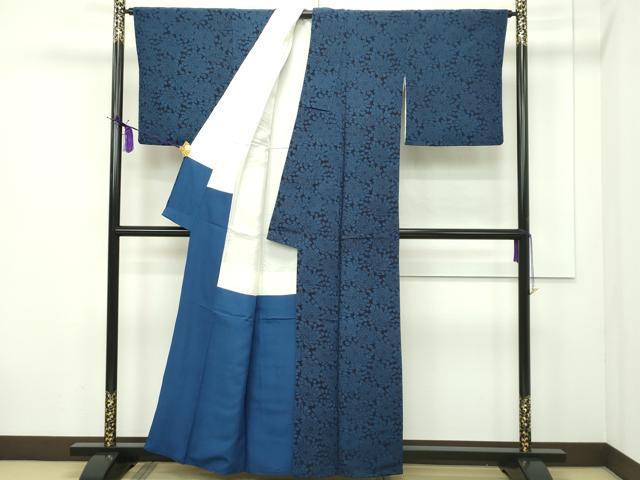 平和屋本店■極上 浦野理一 型染 小紋 花尽くし 鬼しぼ縮緬 逸品 CZAA1735s5