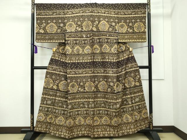 平和屋本店●極上 訪問着 総刺繍 スワトウ刺繍 更紗花文 金糸 ますいわ屋扱い 逸品 CZAA1740s5