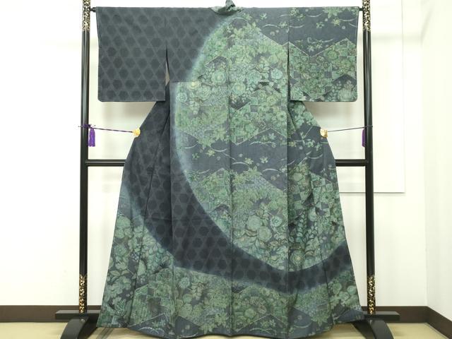 平和屋本店■極上 訪問着 辻が花 スワトウ刺繍 紬地 絞り 金彩 逸品 未使用 CZAA1742s5