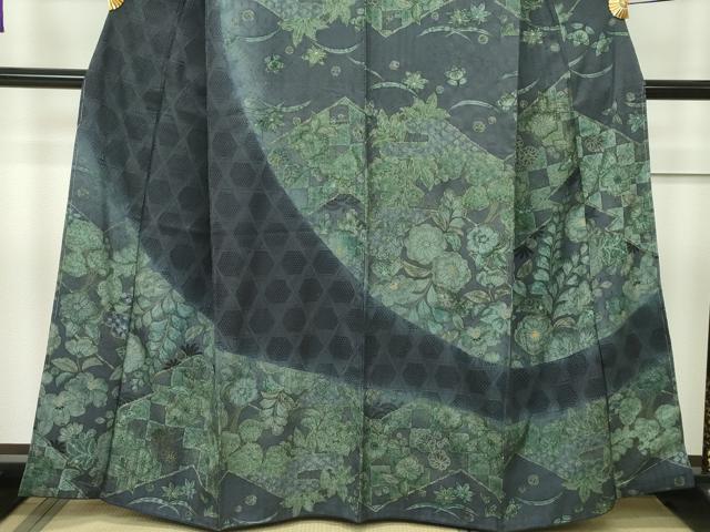 平和屋本店■極上 訪問着 辻が花 スワトウ刺繍 紬地 絞り 金彩 逸品 未使用 CZAA1742s5
