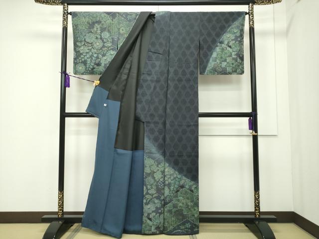 平和屋本店■極上 訪問着 辻が花 スワトウ刺繍 紬地 絞り 金彩 逸品 未使用 CZAA1742s5
