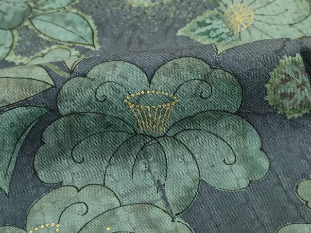 平和屋本店■極上 訪問着 辻が花 スワトウ刺繍 紬地 絞り 金彩 逸品 未使用 CZAA1742s5