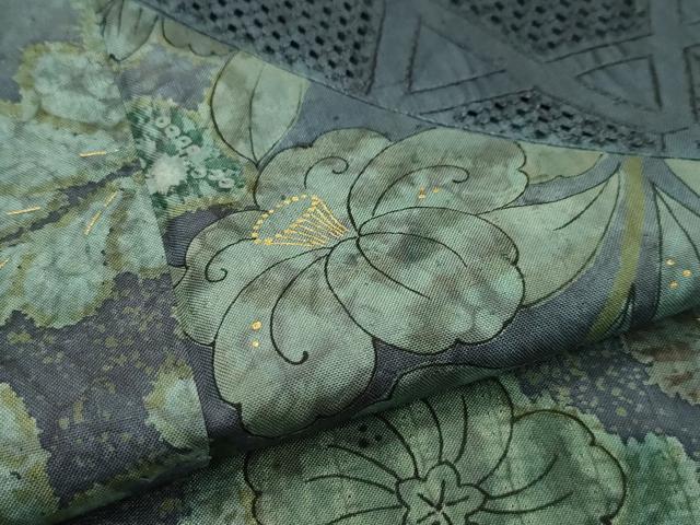 平和屋本店■極上 訪問着 辻が花 スワトウ刺繍 紬地 絞り 金彩 逸品 未使用 CZAA1742s5
