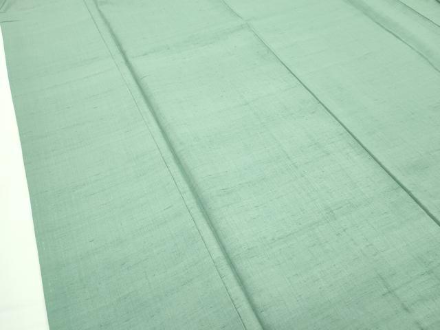 平和屋本店■極上 結城紬 奥順 色無地 山葵色 証紙付き 逸品 未使用 CZAA1752s5